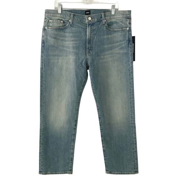 Edwin Elin Crop Straight Leg Light Wash Denim Jeans Stretch High Rise 34 New - Picture 1 of 10